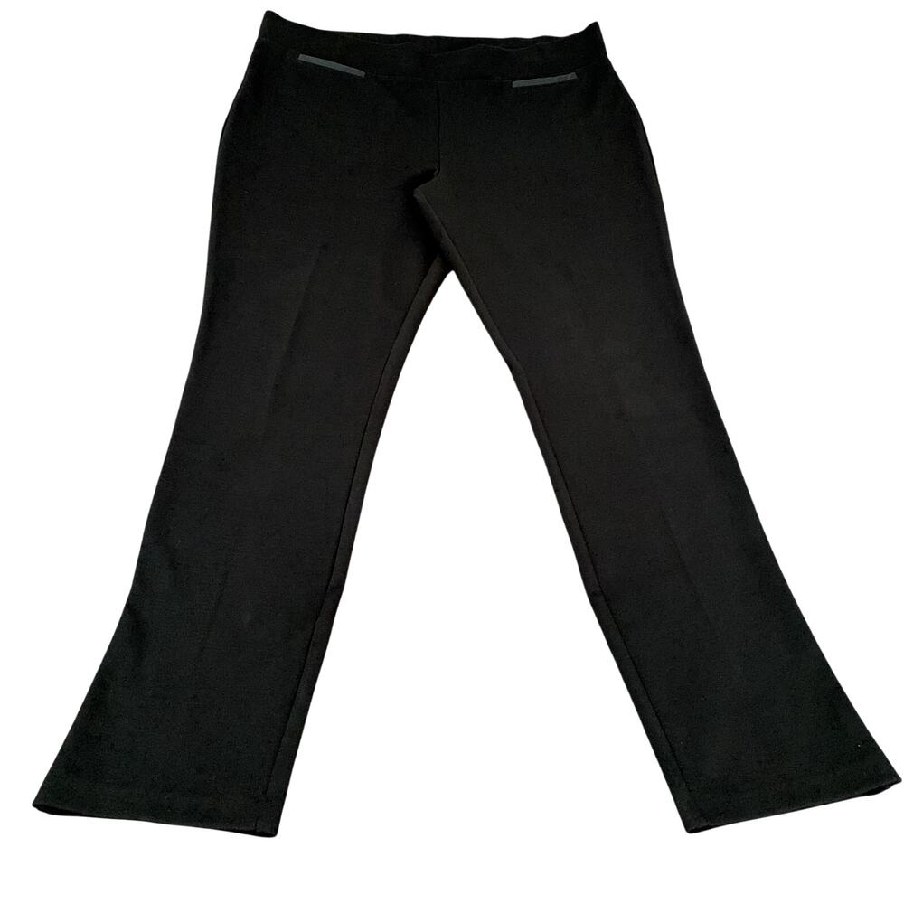 Women's Chaps Pull On Black Straight Leg Ponte Pant Size L